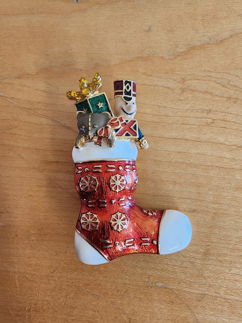 MONET Holiday Red Stocking Brooche Accessory Charm 1 1/2 inch.